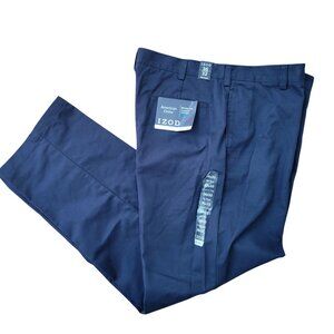 Izod American Chino Navy Blue Dress Pants 36x32 Flat Front